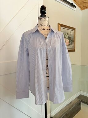 🔸 Cupio Blue and White Casual Button Down Shirt